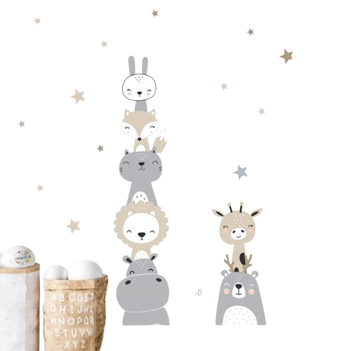 NNEOBA Baby Height Measurement Lion Animals Wall Sticker-0