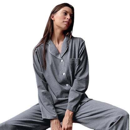 Autumn New French Simplicity Comfortable Thermal Knitting Cotton Silk Long-sleeved Pajamas For Women