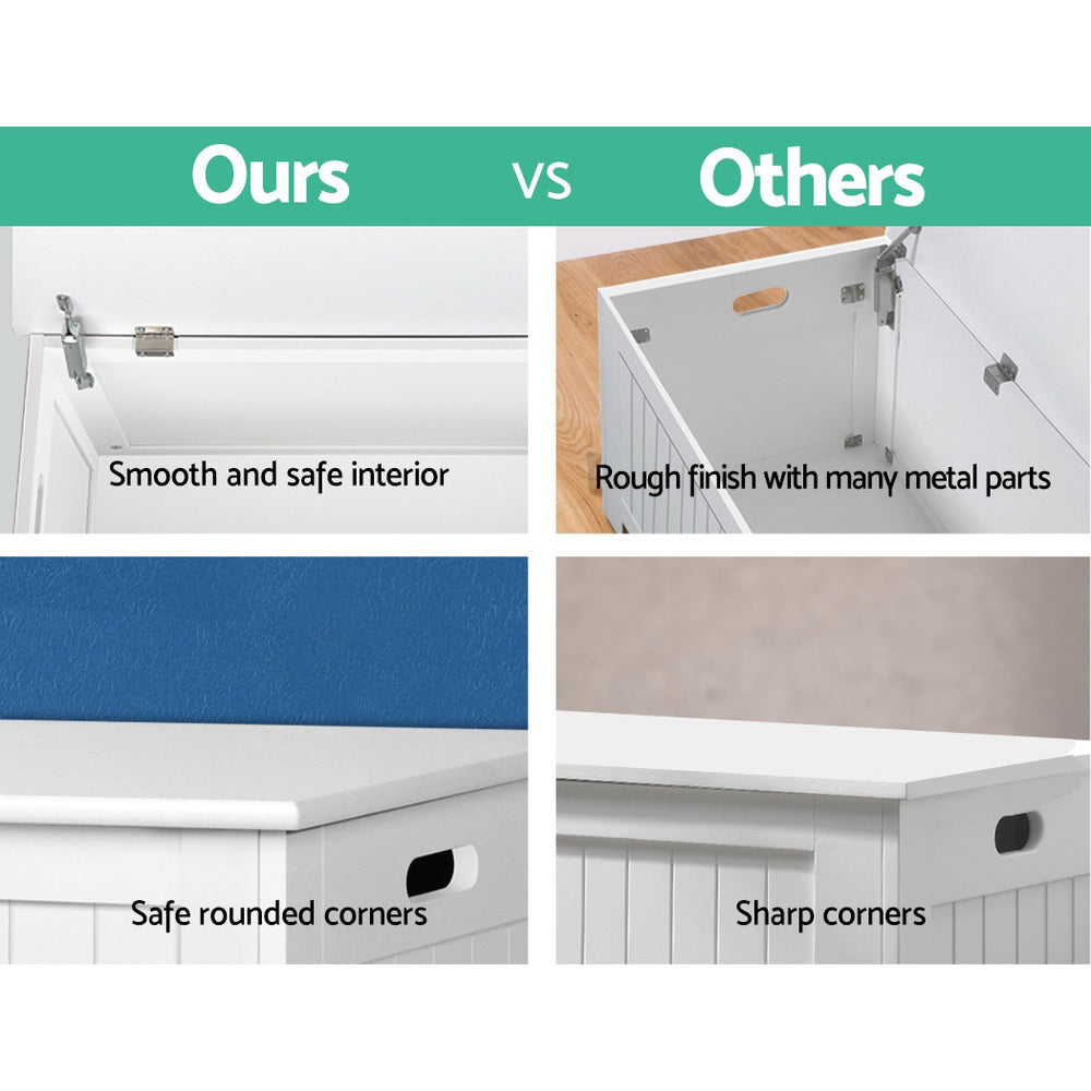 NNEDSZ Kids Wooden Toy Chest Storage Blanket Box White Children Room Organiser-2