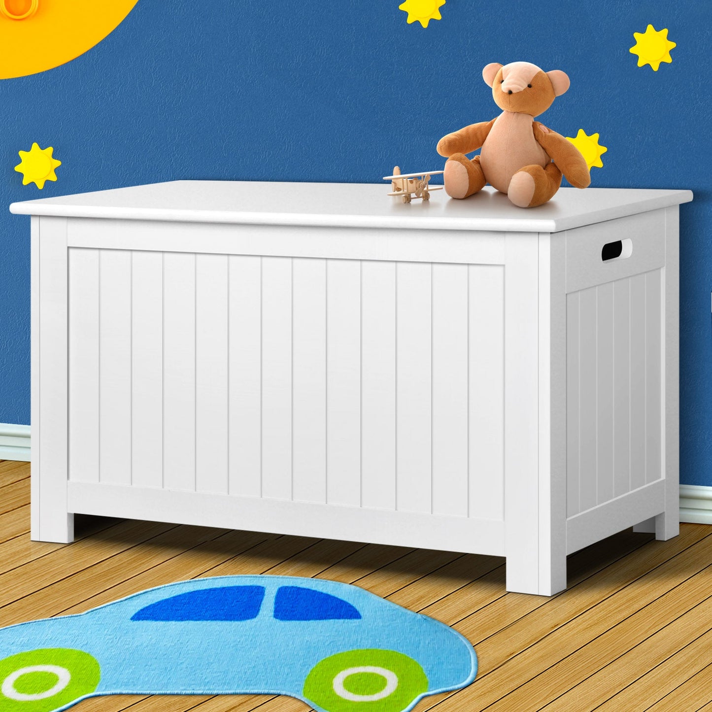 NNEDSZ Kids Wooden Toy Chest Storage Blanket Box White Children Room Organiser-3