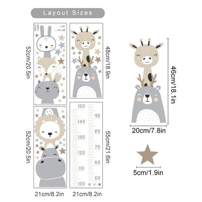 NNEOBA Baby Height Measurement Lion Animals Wall Sticker-2