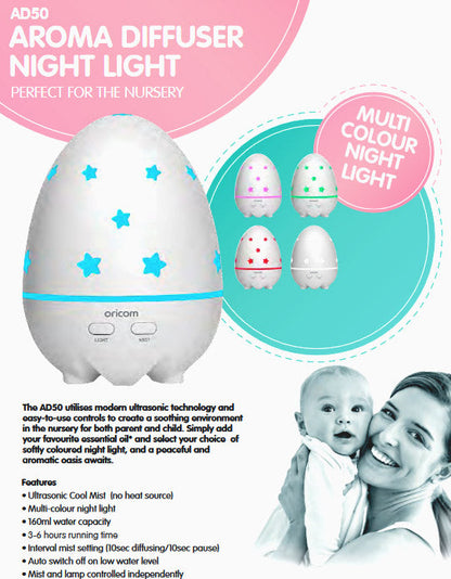 NNEDSZ Oricom Aroma Diffuser Humidifier & Night Light Baby Kids Room AD50-2