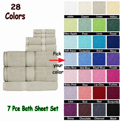 NNEDSZ 550gsm Cotton 7 Pce Bath Sheet Set Baby Blue-1