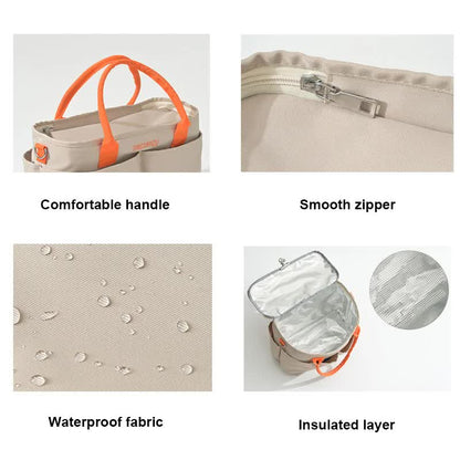 NNEDSZ Khaki Multi-Function Diaper Bag with Insulated Lining, Large Capacity Mommy Bag, Shoulder & Crossbody Baby Bag-2