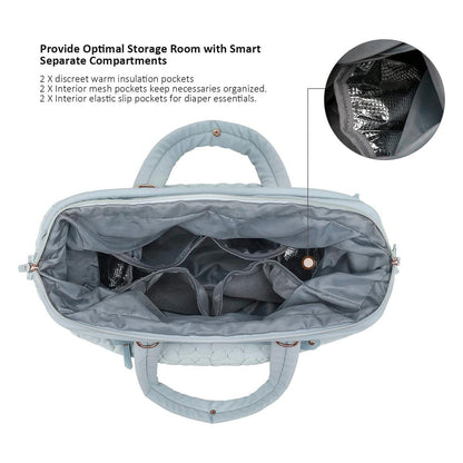 NNEDSZ Black Quilted Pattern Large Capacity Mummy Bag - Stylish Baby Diaper Bag for Moms, Baby Stroller Bag with Multiple Compartments-2