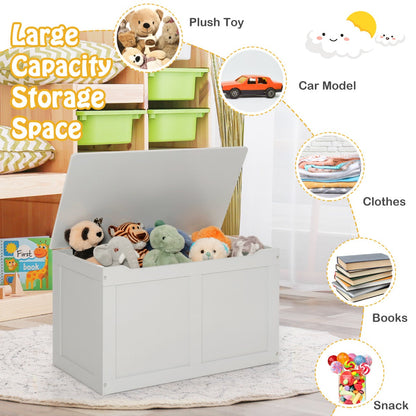 NNECW Wooden Storage Organizer with Safety Hinged Lid for 3-12 Years Old Kids-2